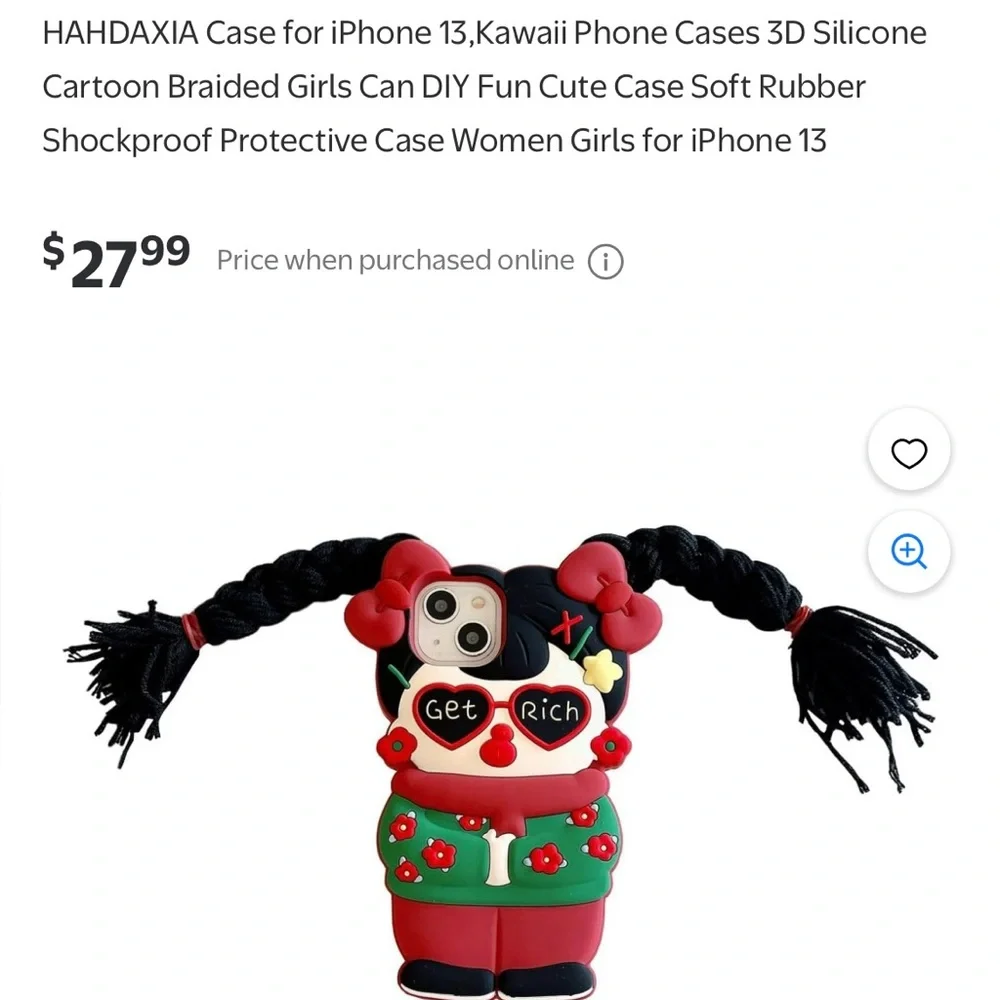 13 Pro Max Cute Cartoon Phone Case with Red and Black Accents